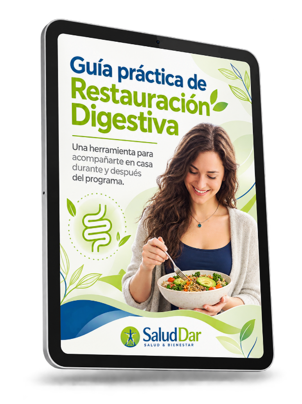 Portada de la Guía práctica de Restauración Digestiva en una tableta